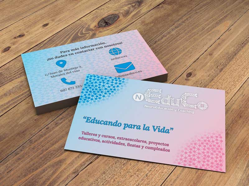 Tarjeta de visita para una empresa de neuroeduación