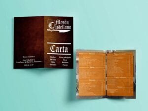 Díptico para el menú de un restaurante