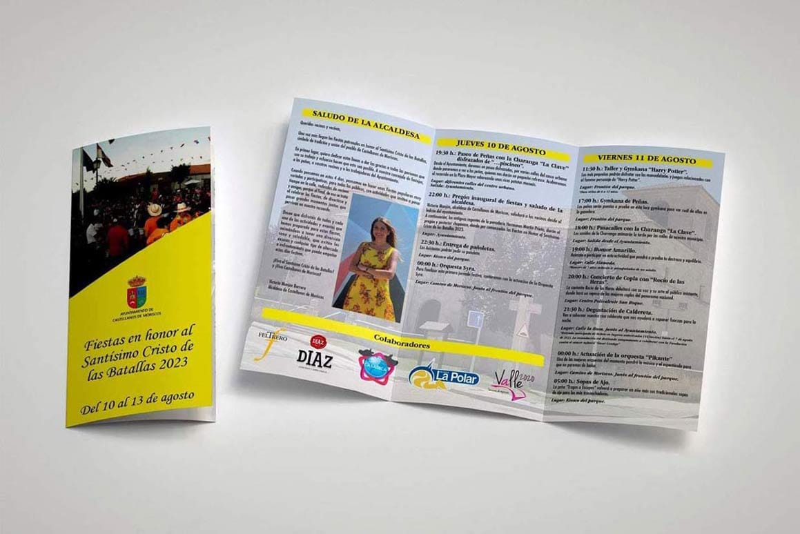 Tríptico de los eventos de las fiestas de Castellanos de Moriscos