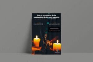 Cartel de un taller de teoría y práctica en la meditación Reiki