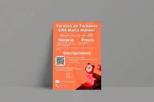 Cartel del servicio de tardones del CRA María Moliner