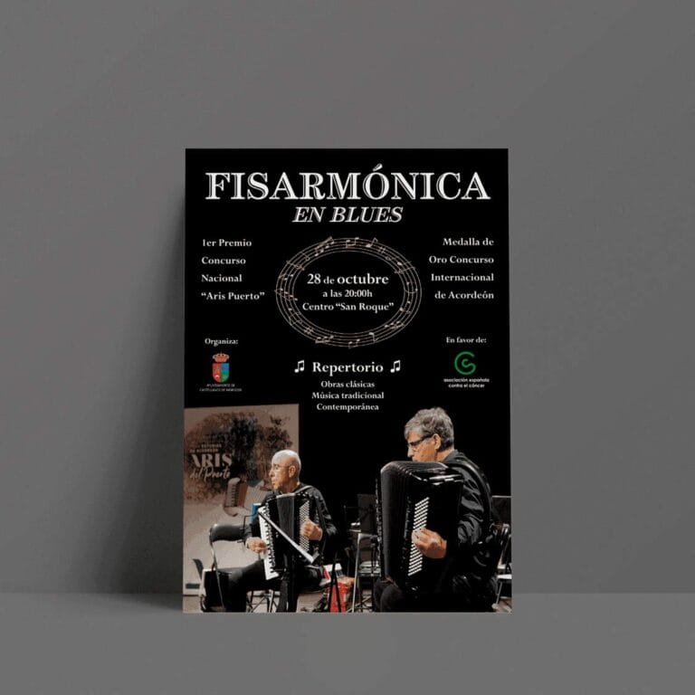 Cartel de un concierto de la Fisarmónica en Blues