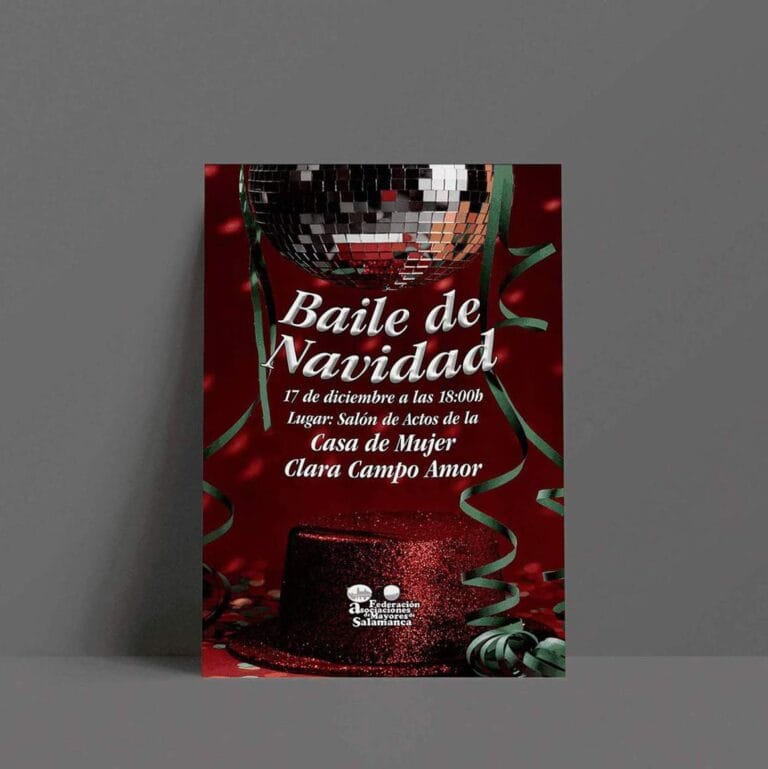 Cartel del baile de navidad en la Casa de la Mujer Clara Campoamor