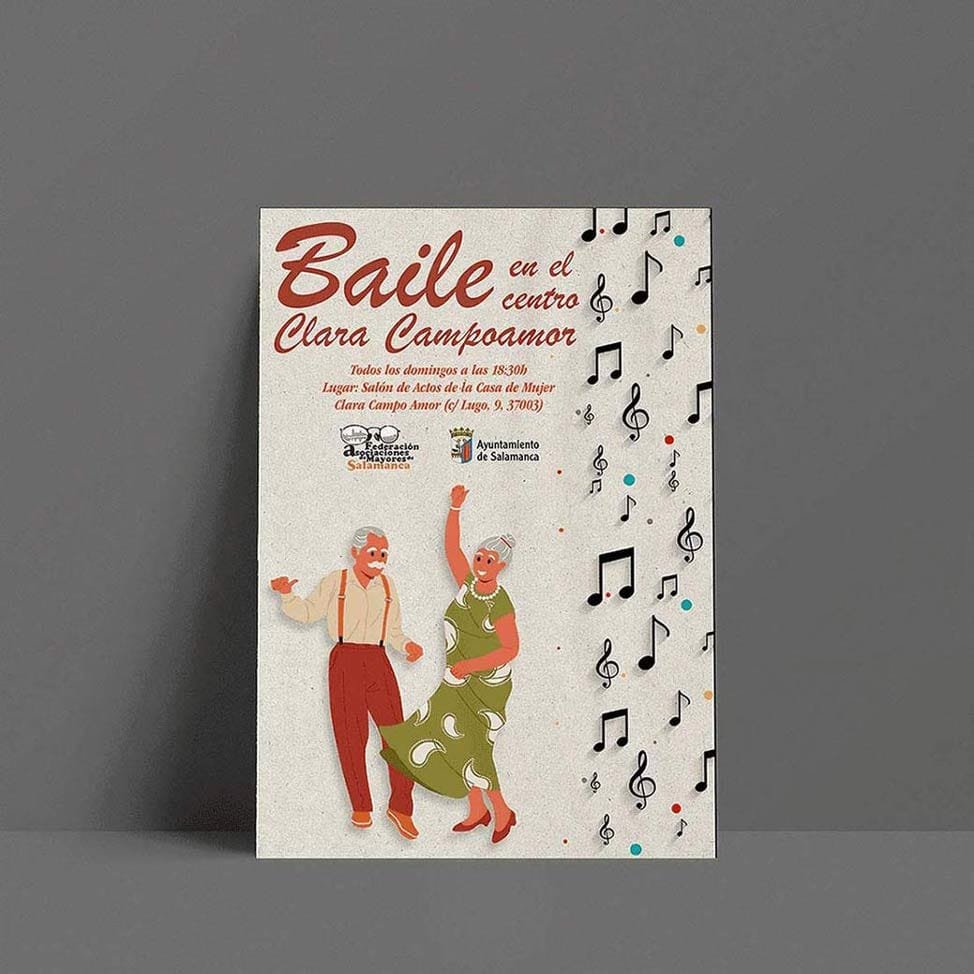 Cartel del baile de mayores en el centro Clara Campoamor