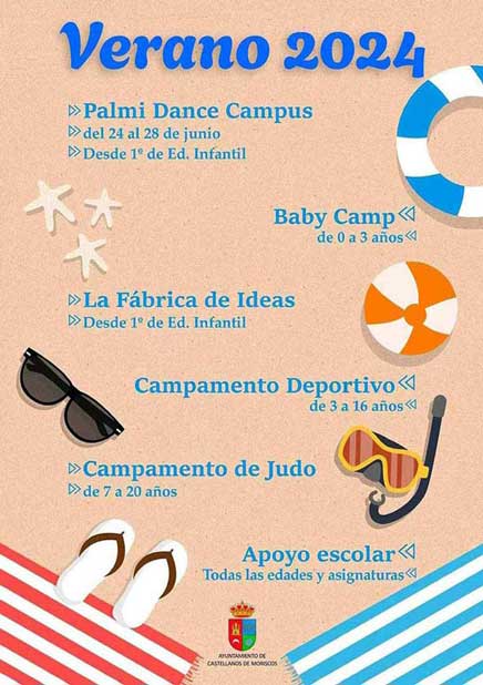 Cartel de las actividades de verano del Ayuntamiento de Castellanos de Moriscos