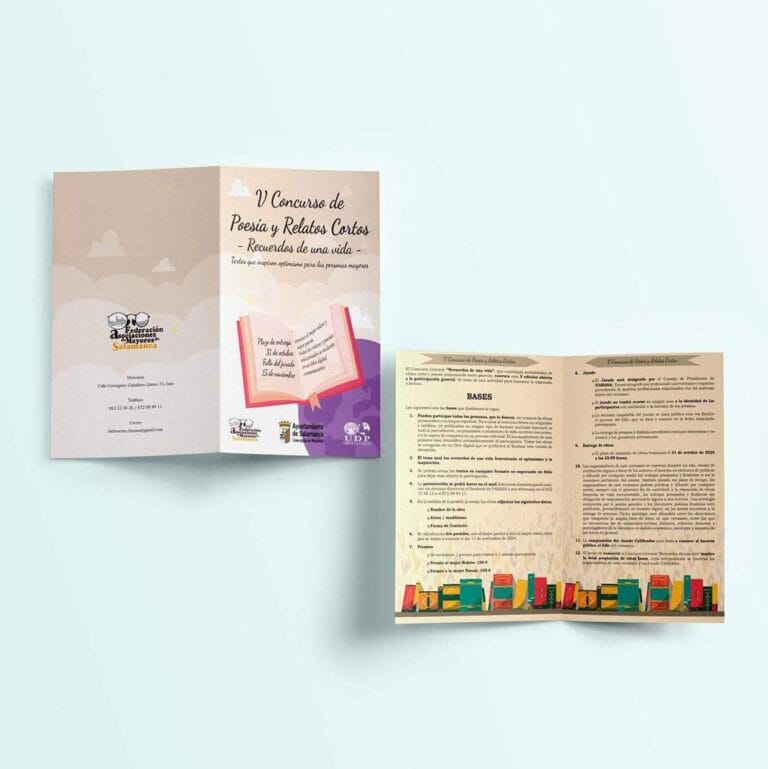 Díptico del proyecto del V Concurso de poesía y relatos cortos Recuerdos de una vida