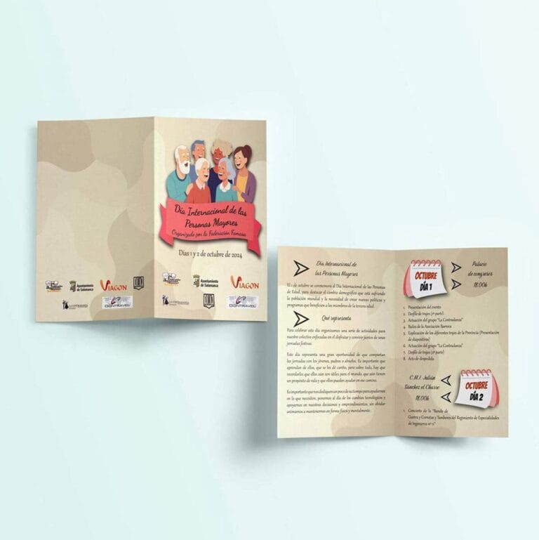 Díptico del proyecto del día internacional de las personas mayores
