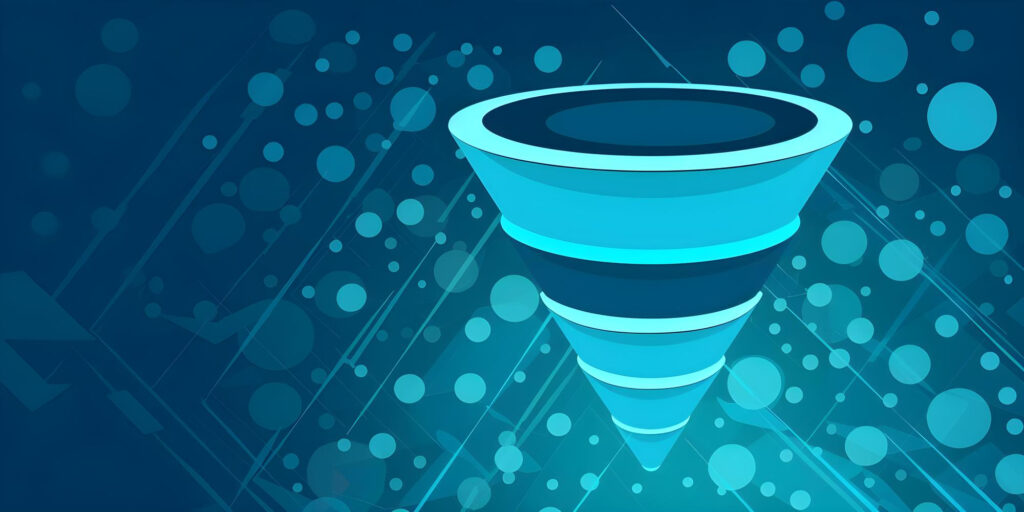 Representación de un funnel de venta con sus distintas fases