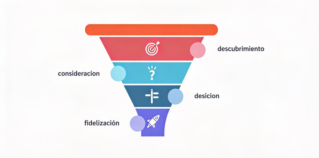 Distintas etapas del funnel de ventas